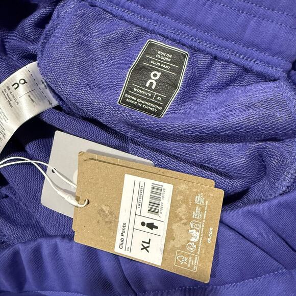 On Cloud Running Club Pants Womens XL Purple Organic Cotton Joggers Swiss - Picture 3 of 13